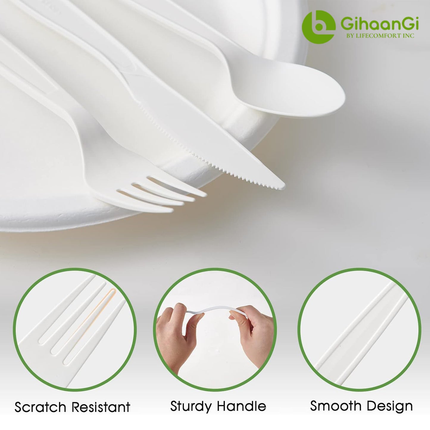 White Disposable Forks | Heat Proof | 100% Natural | Made of Cornstarch | Pack of 50 | 18 Packs per carton | MOQ: 1 Carton