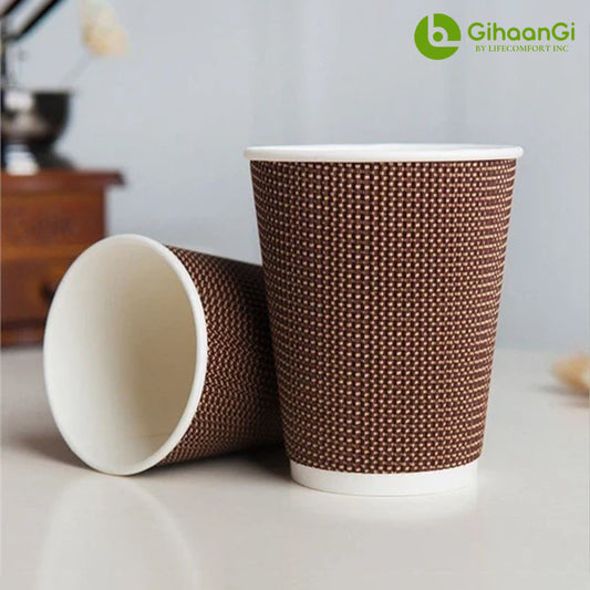 Coffee/Tea cups 16oz & 12oz with lid  | Triple layered | Made of high quality paper | 100% Safe | Pack of 50 | 20 Packs per carton | MOQ: 1 Carton