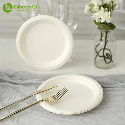 7" Bagasse Plate (White)