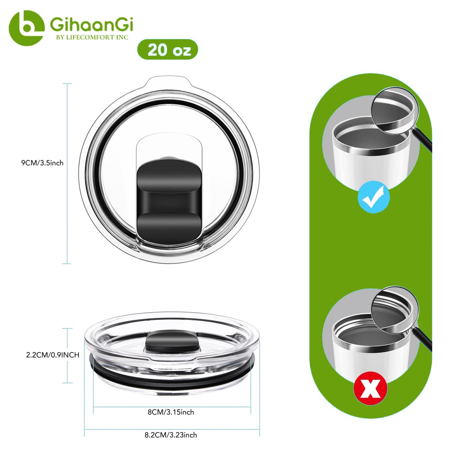 2Pk 20 oz Tumbler Lid Replacement Lid for YETI 20 oz 10/24 oz Mug & 10oz Lowball