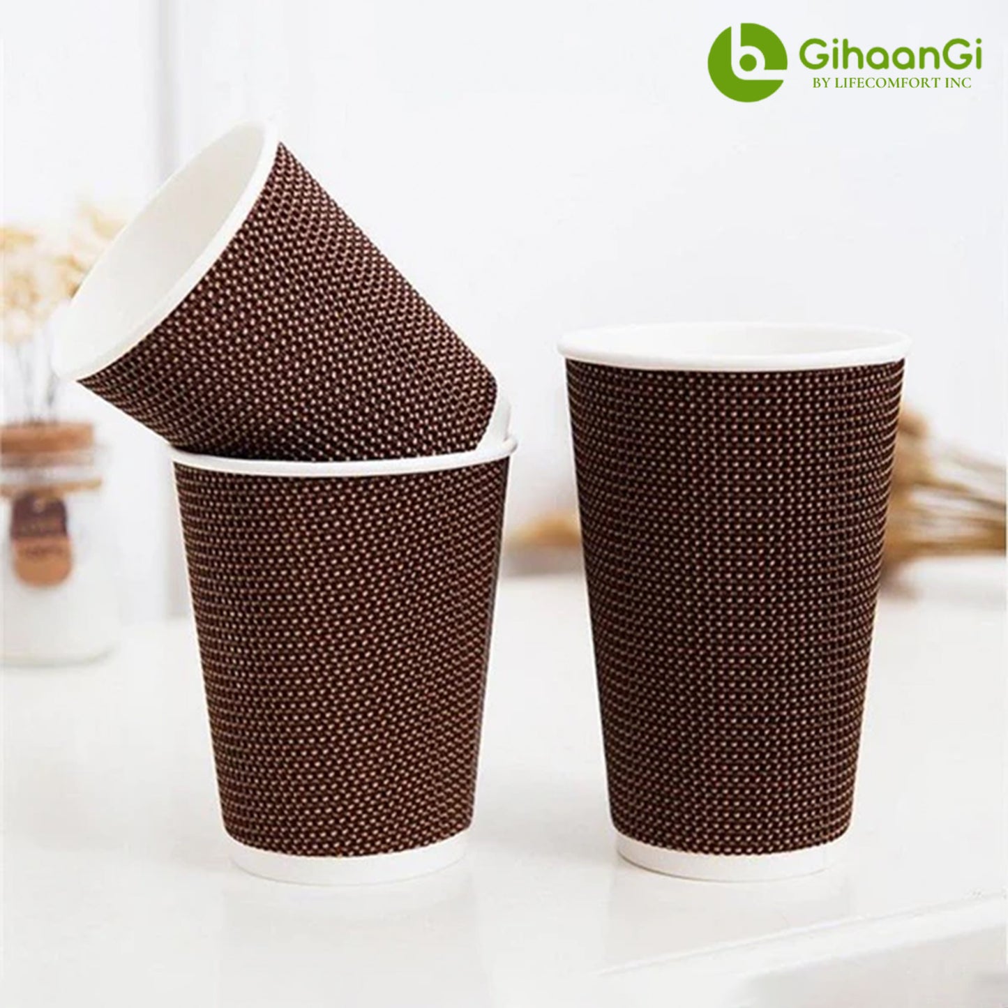 Coffee/Tea cups 16oz & 12oz with lid  | Triple layered | Made of high quality paper | 100% Safe | Pack of 50 | 20 Packs per carton | MOQ: 1 Carton