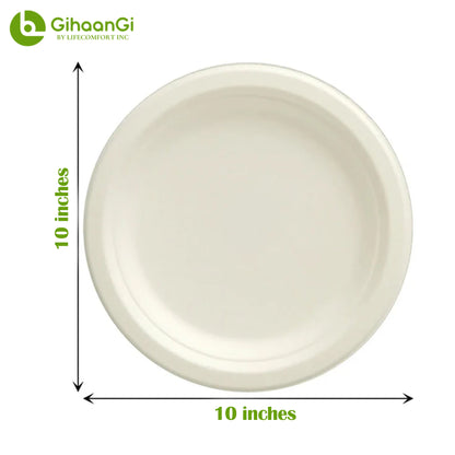 10" Bagasse Plates (White)
