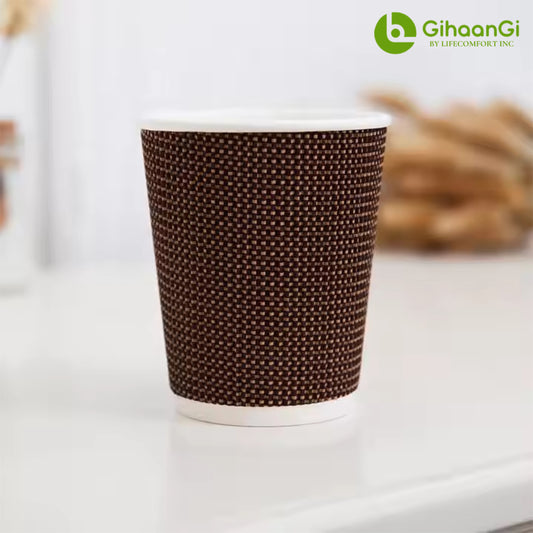 12oz Triple Layered Disposable Coffee Cup with Lids