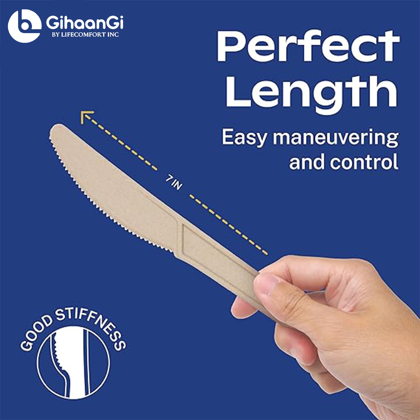 Brown Disposable Knives | Made of Cornstarch | Heat Proof | 100% Natural | Pack of 50 | 18 Packs per carton | MOQ: 1 Carton