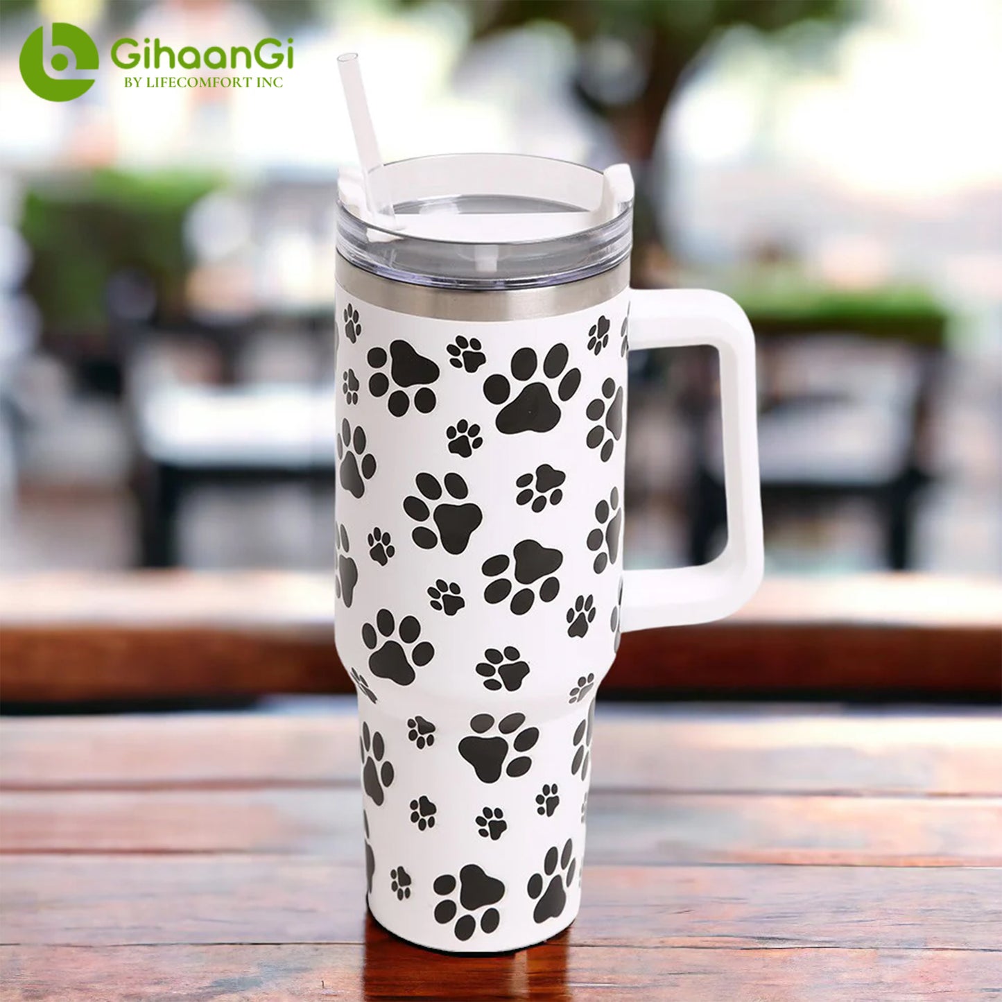 40oz Insulated Tumbler w/ Straw & Extra Lid - Stainless Steel Travel Mug