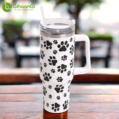 40oz Insulated Tumbler w/ Straw & Extra Lid - Stainless Steel Travel Mug