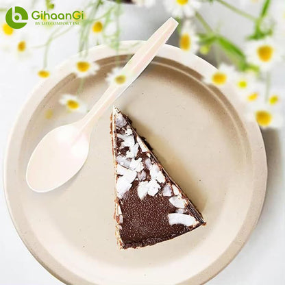 Brown Cornstarch Spoons | Heat Proof | 100% Natural | Made of Cornstarch | Pack of 50 | 18 Packs per carton | MOQ : 1 Carton