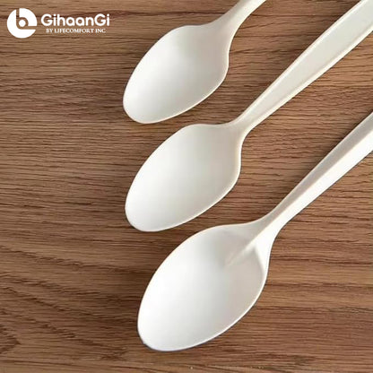 Brown Cornstarch Spoons | Heat Proof | 100% Natural | Made of Cornstarch | Pack of 50 | 18 Packs per carton | MOQ : 1 Carton