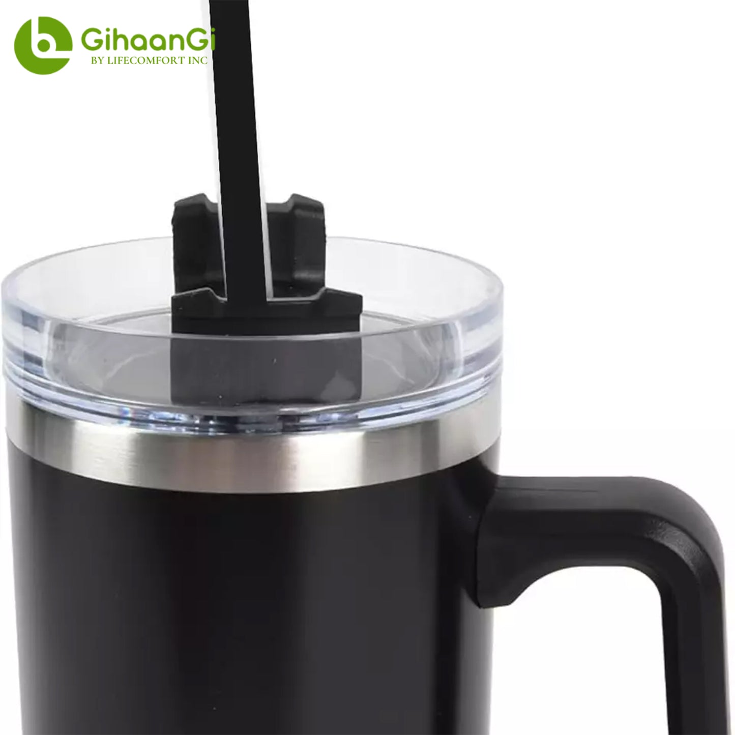 40oz Insulated Tumbler w/ Straw & Extra Lid - Stainless Steel Travel Mug