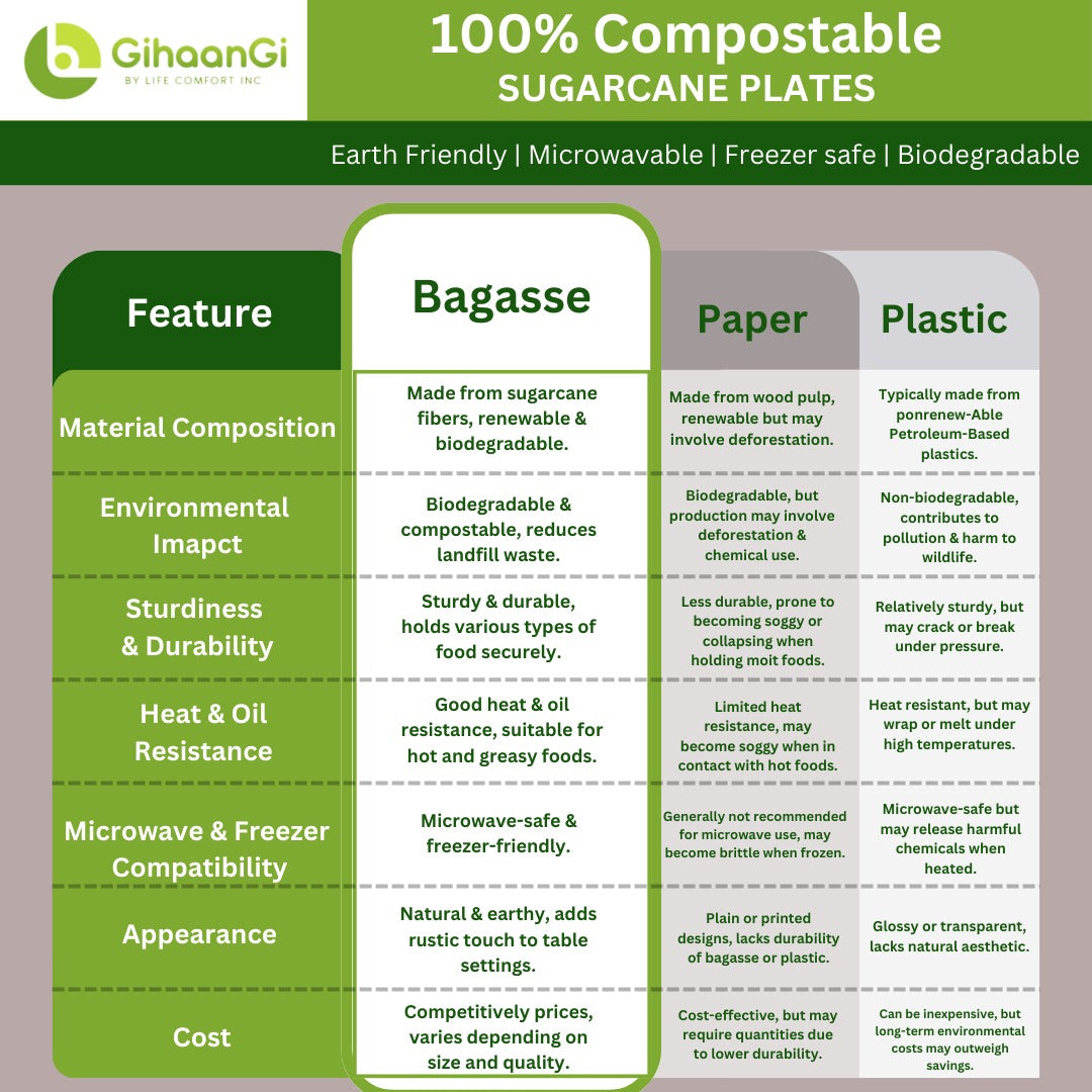 Natural Disposable Plates | 10 inch | 100% Natural | Pack of 125 | 8 Packs per carton | MOQ: 1 Carton