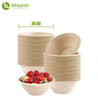 24oz Disposable Bagasse Bowl (Brown)
