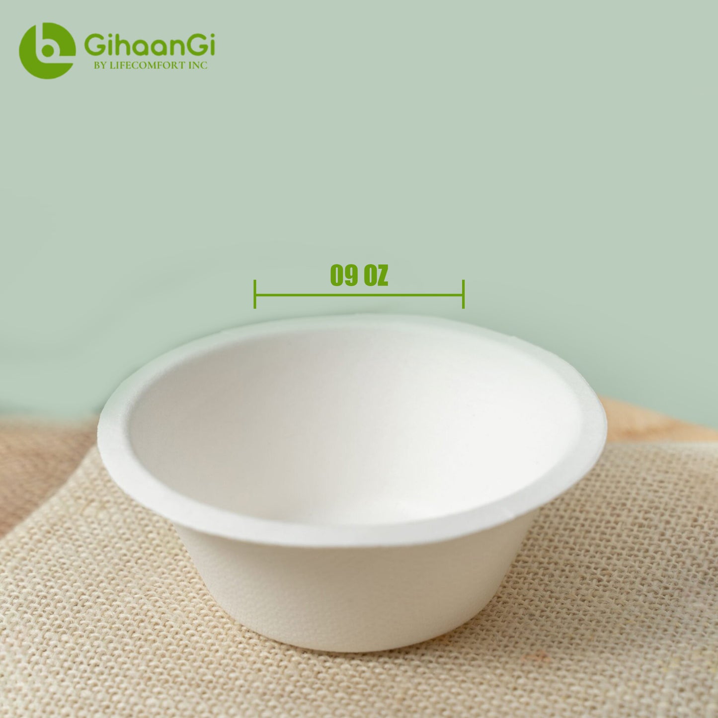9oz Disposable Bagasse Bowl (White)